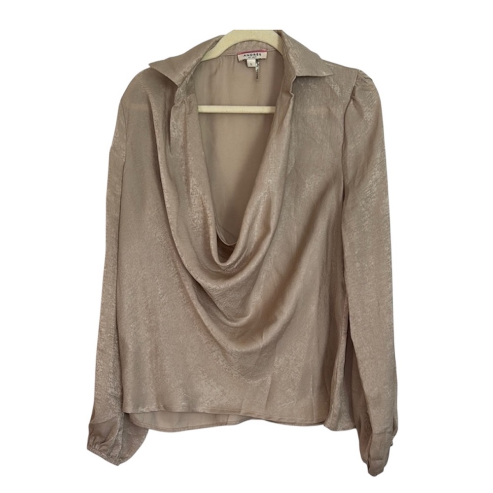 Andree by Unit SATIN COWL NECK LONG SLEEVE Size L